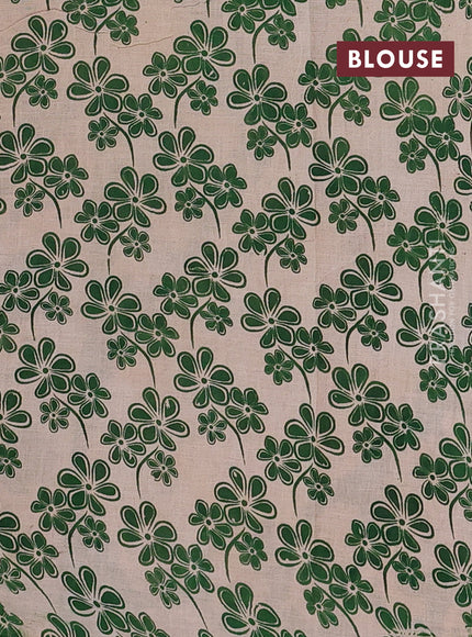 Beige & Green Kalamkari Cotton Saree