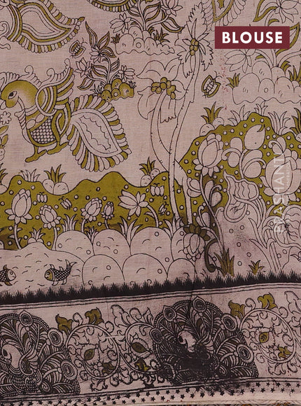 Mustard Yellow & Magenta Pink Kalamkari Cotton Saree