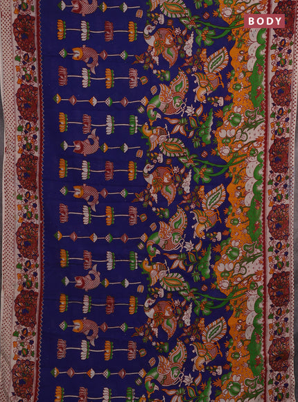Blue & Beige Kalamkari Cotton Saree