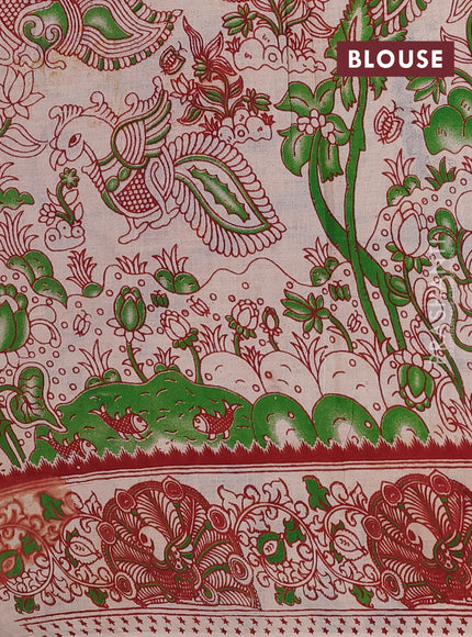 Blue & Beige Kalamkari Cotton Saree