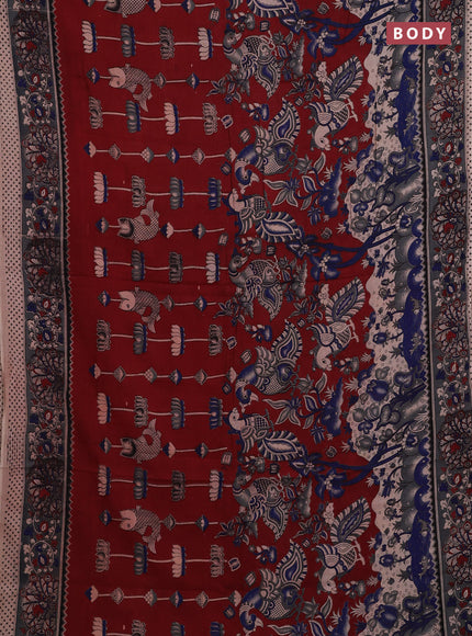 Maroon & Grey Kalamkari Cotton Saree