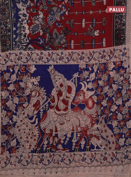 Maroon & Grey Kalamkari Cotton Saree