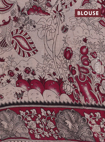 Blue & Magenta Pink Kalamkari Cotton Saree