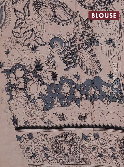 Maroon & Mustard Yellow Kalamkari Cotton Saree