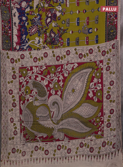 Green & Magenta Pink Kalamkari Cotton Saree