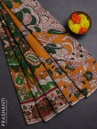 Green & Beige Kalamkari Cotton Saree