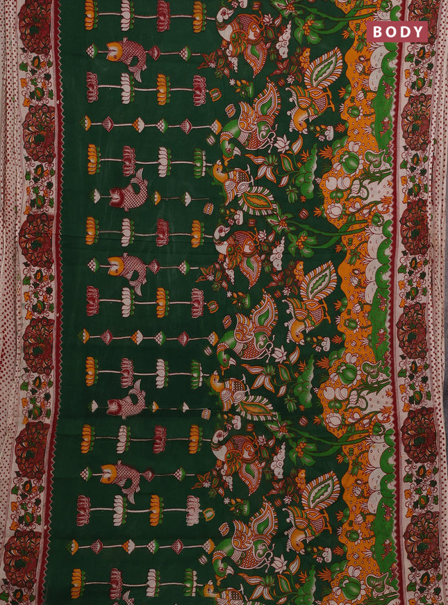 Green & Beige Kalamkari Cotton Saree