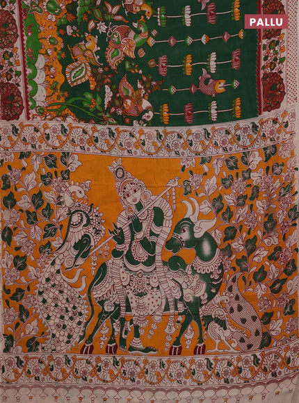 Green & Beige Kalamkari Cotton Saree