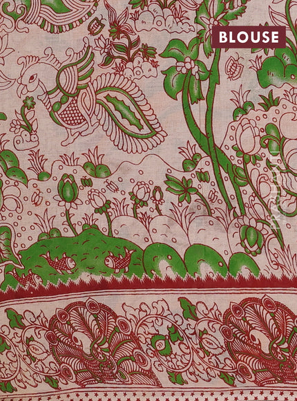 Green & Beige Kalamkari Cotton Saree