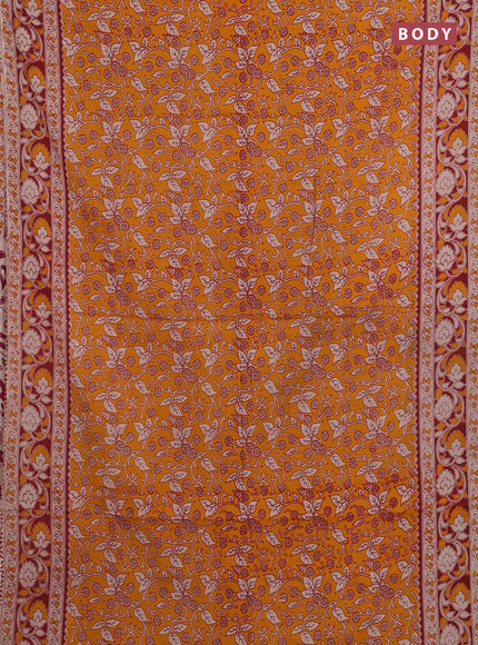 Orange & Maroon Kalamkari Cotton Saree