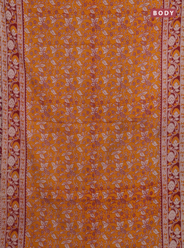 Orange & Maroon Kalamkari Cotton Saree