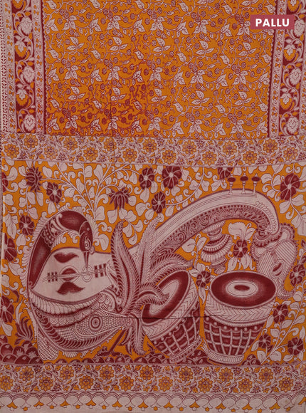 Orange & Maroon Kalamkari Cotton Saree
