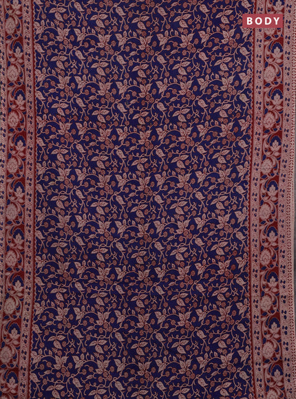 Blue & Maroon Kalamkari Cotton Saree