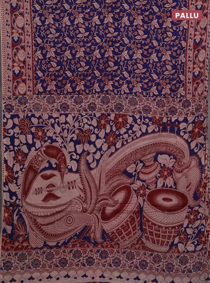 Blue & Maroon Kalamkari Cotton Saree