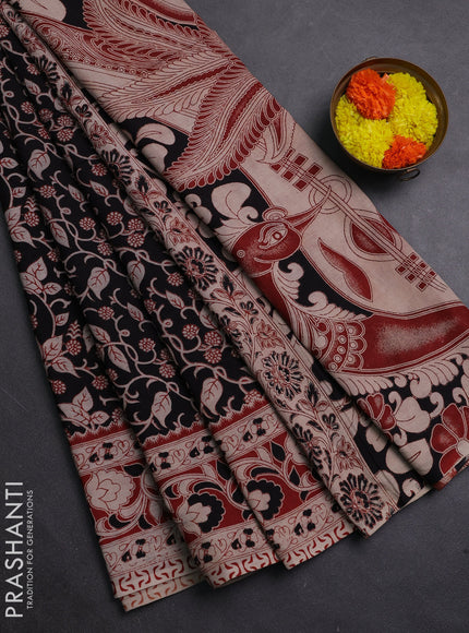 Black & Maroon Kalamkari Cotton Saree