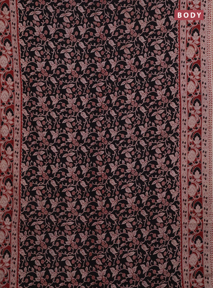 Black & Maroon Kalamkari Cotton Saree