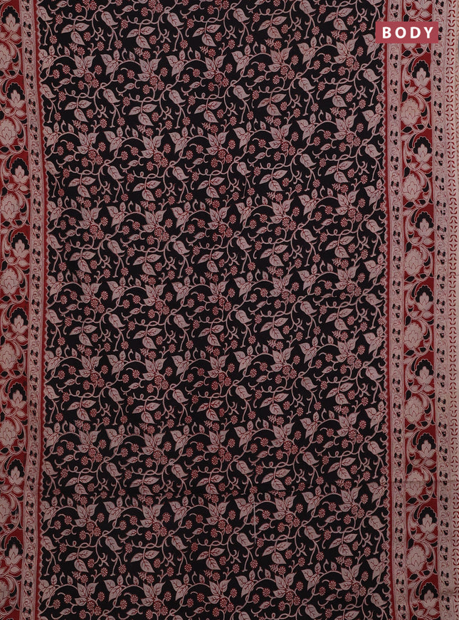 Black & Maroon Kalamkari Cotton Saree