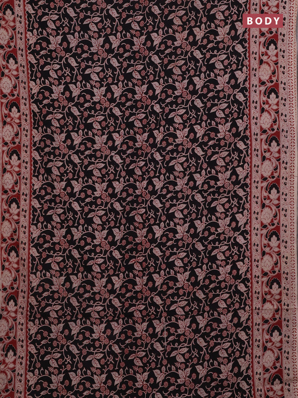 Black & Maroon Kalamkari Cotton Saree