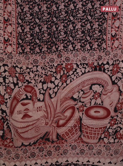 Black & Maroon Kalamkari Cotton Saree