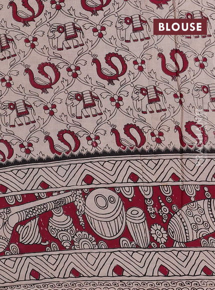 Peacock Green & Magenta Pink Kalamkari Cotton Saree