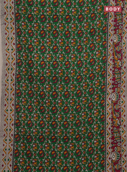 Green & Magenta Pink Kalamkari Cotton Saree
