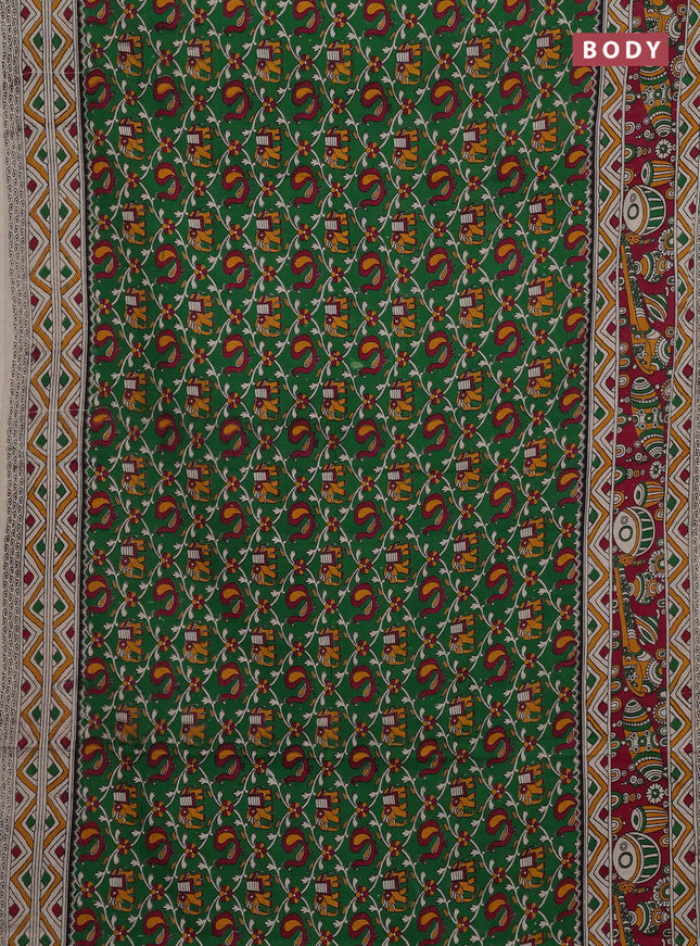 Green & Magenta Pink Kalamkari Cotton Saree