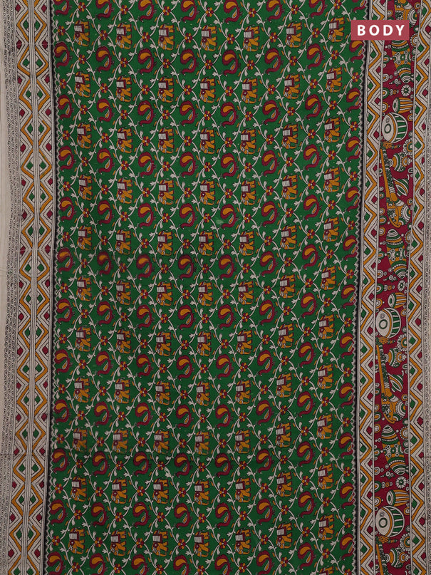 Green & Magenta Pink Kalamkari Cotton Saree