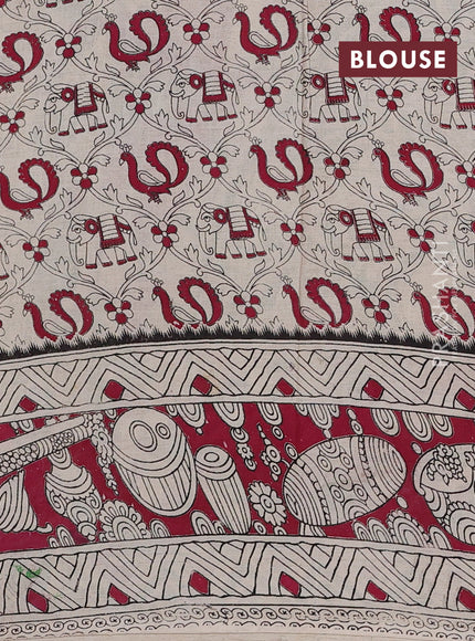 Green & Magenta Pink Kalamkari Cotton Saree