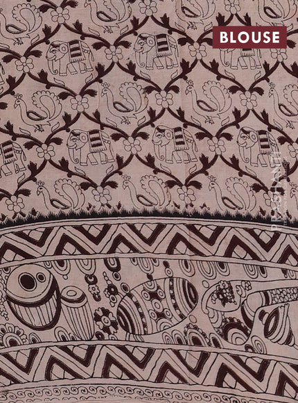 Beige & Mustard Yellow Kalamkari Cotton Saree