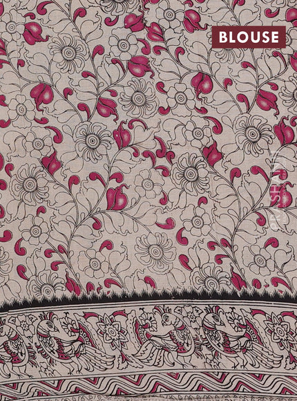 Coffee Brown & Mustard Yellow Kalamkari Cotton Saree