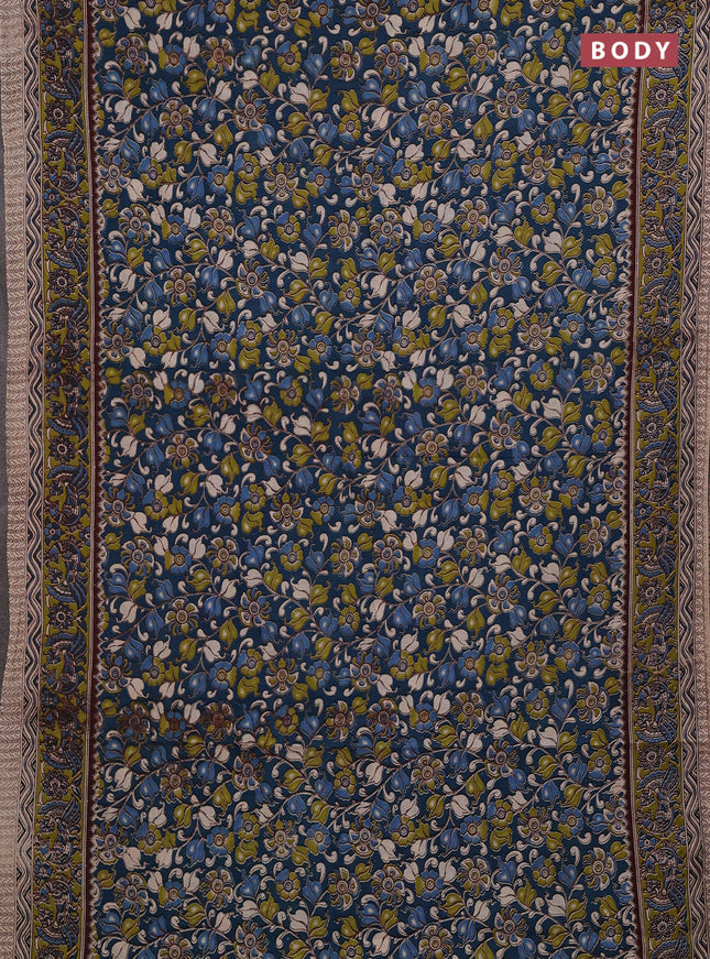 Peacock Green & Green Kalamkari Cotton Saree