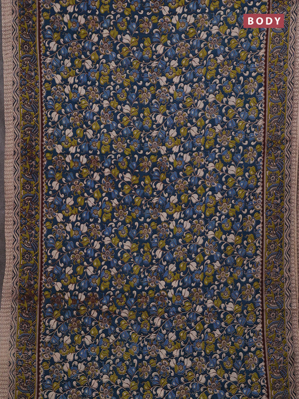 Peacock Green & Green Kalamkari Cotton Saree