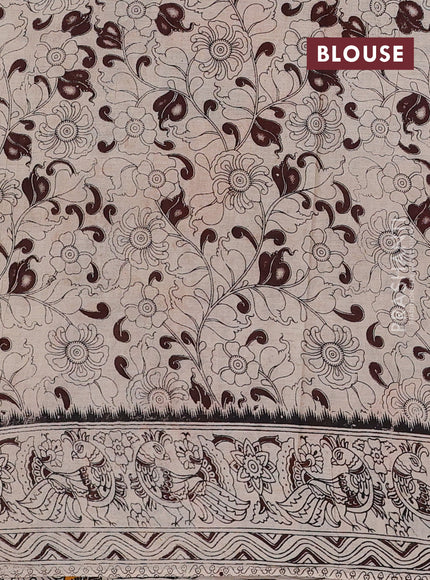 Beige & Yellow Kalamkari Cotton Saree