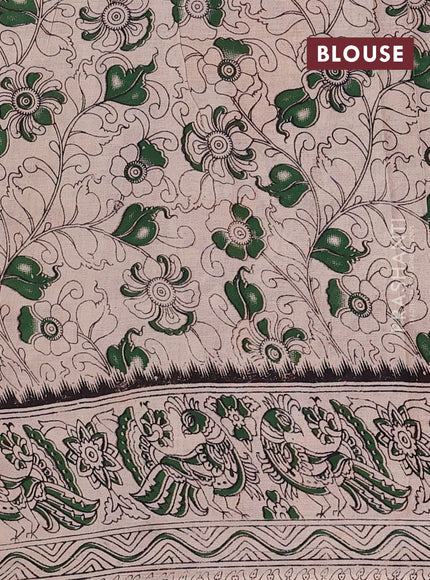 Yellow & Magenta Pink Kalamkari Cotton Saree