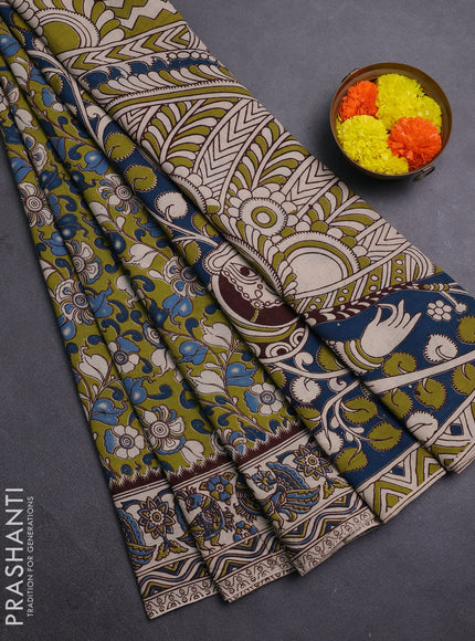 Green & Beige Kalamkari Cotton Saree