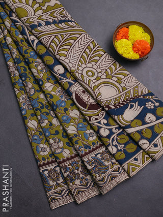 Green & Beige Kalamkari Cotton Saree