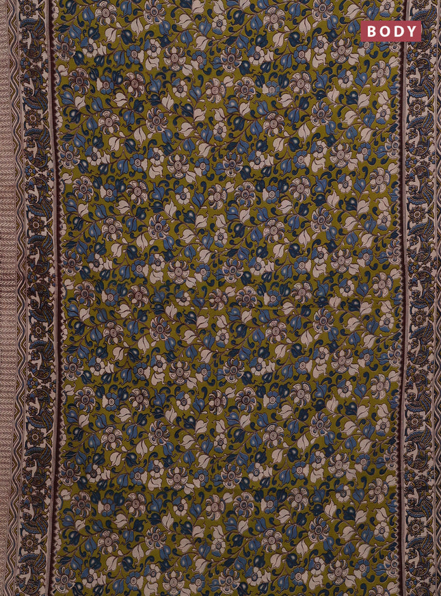 Green & Beige Kalamkari Cotton Saree