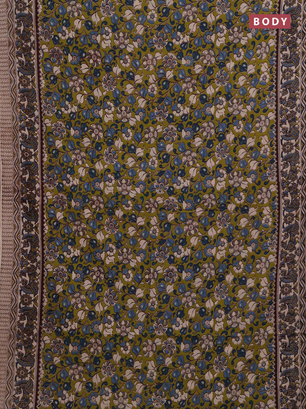 Green & Beige Kalamkari Cotton Saree