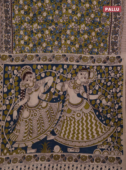 Green & Beige Kalamkari Cotton Saree