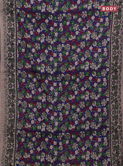 Blue & Beige Kalamkari Cotton Saree