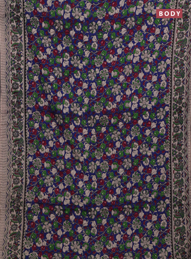 Blue & Beige Kalamkari Cotton Saree