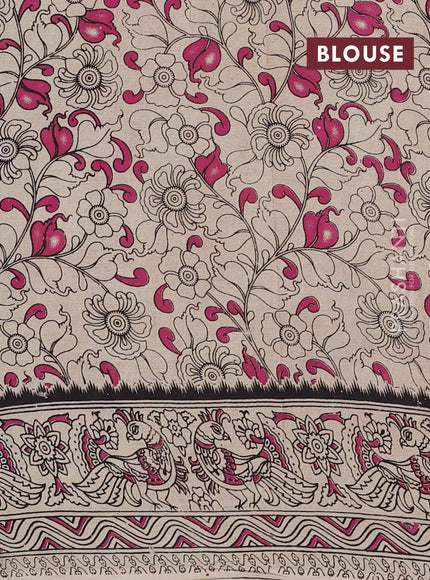 Mustard Yellow & Green Kalamkari Cotton Saree