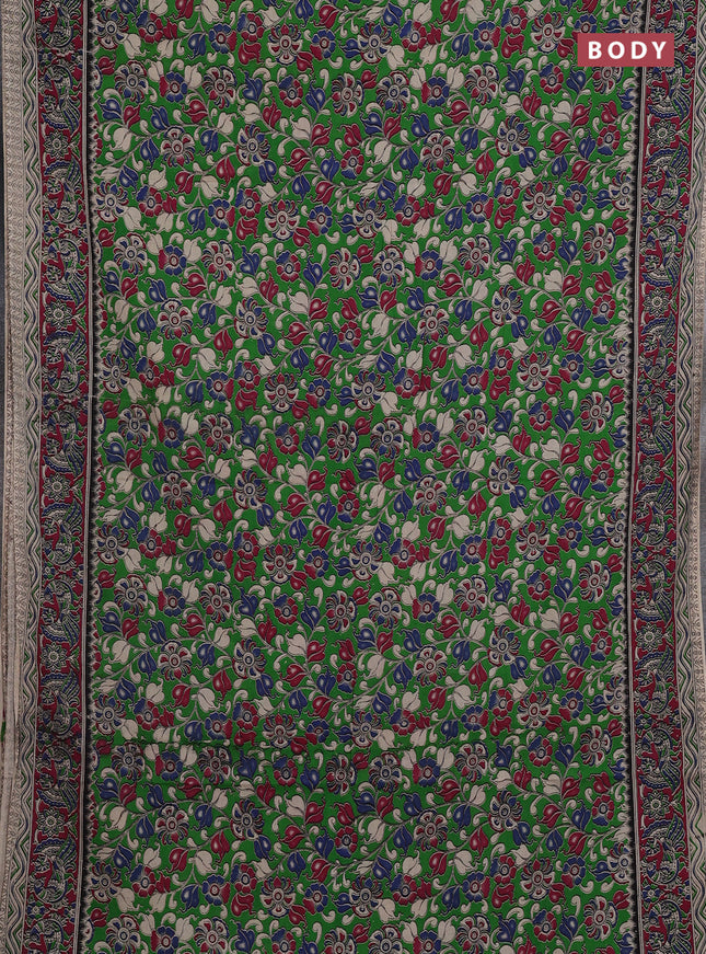 Green & Magenta Pink Kalamkari Cotton Saree