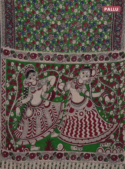 Green & Magenta Pink Kalamkari Cotton Saree
