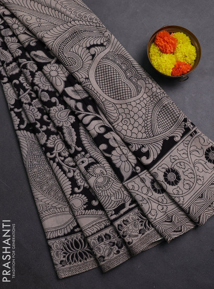 Black & Beige Kalamkari Cotton Saree