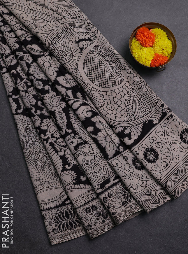 Black & Beige Kalamkari Cotton Saree