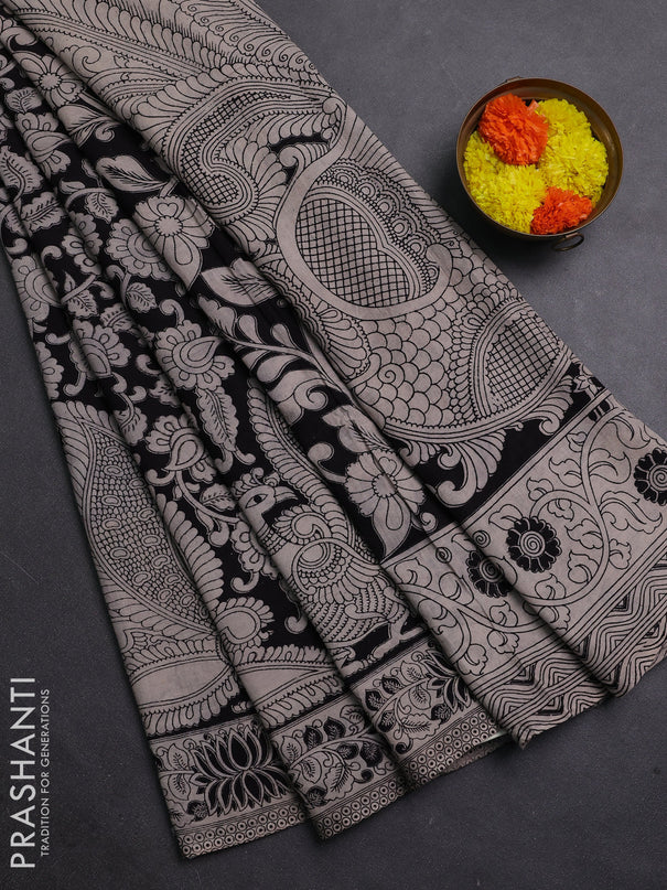 Black & Beige Kalamkari Cotton Saree