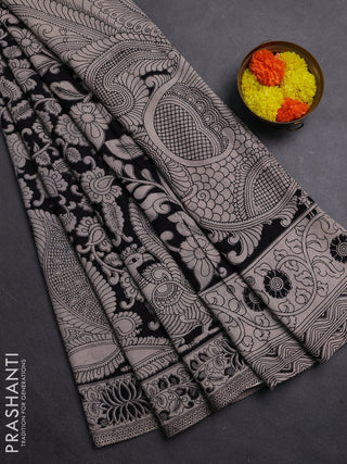 Black & Beige Kalamkari Cotton Saree