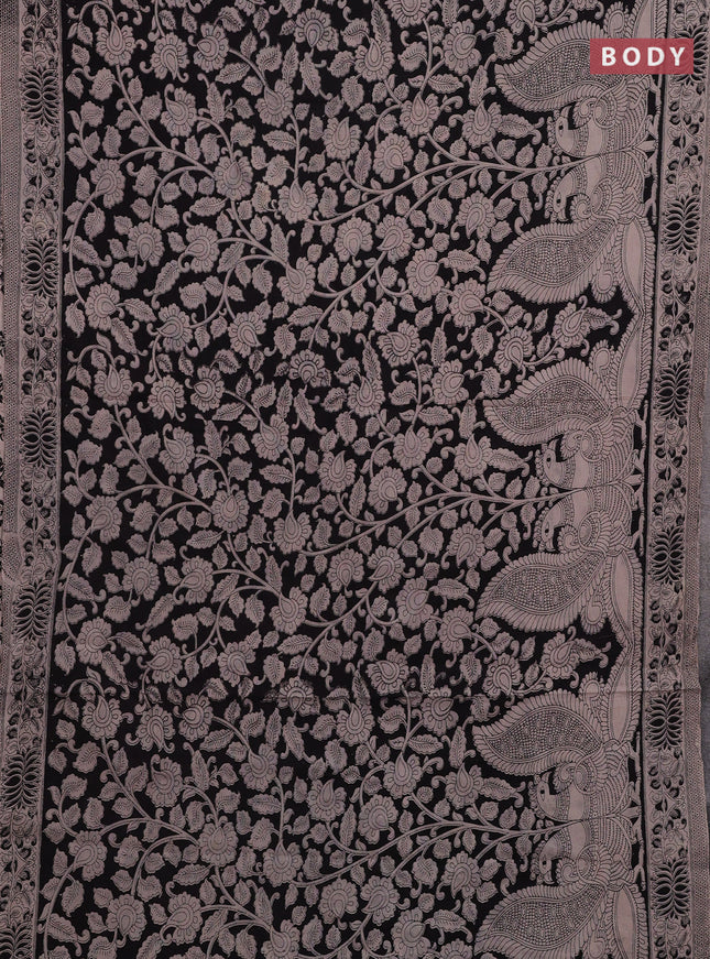 Black & Beige Kalamkari Cotton Saree