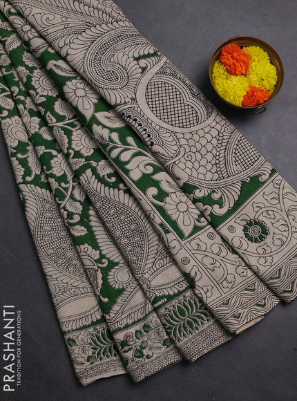 Green & Beige Kalamkari Cotton Saree